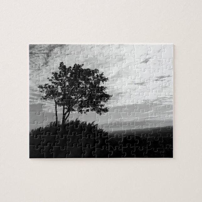 Tree Silhouette Monochrome Jigsaw Puzzle (Horizontal)
