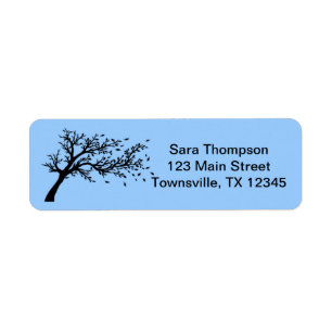 Tree Silhouette of Tree in the Wind Return Address Label