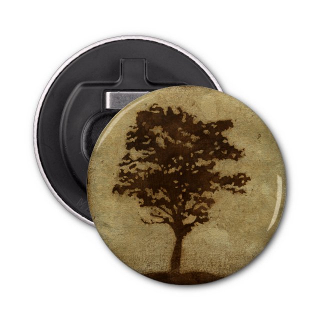 Tree Silhouette on Bronze Background Bottle Opener (Front)