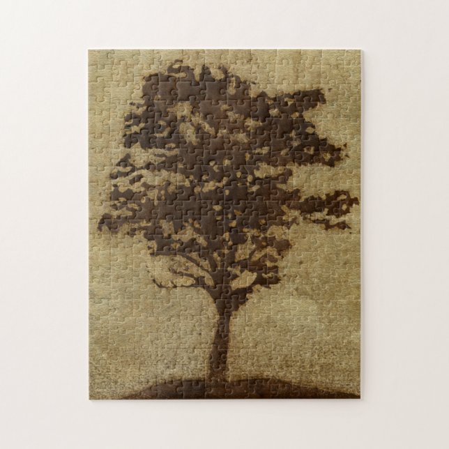 Tree Silhouette on Bronze Background Jigsaw Puzzle (Vertical)