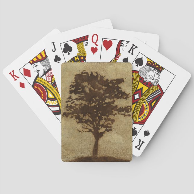 Tree Silhouette on Bronze Background Playing Cards (Back)