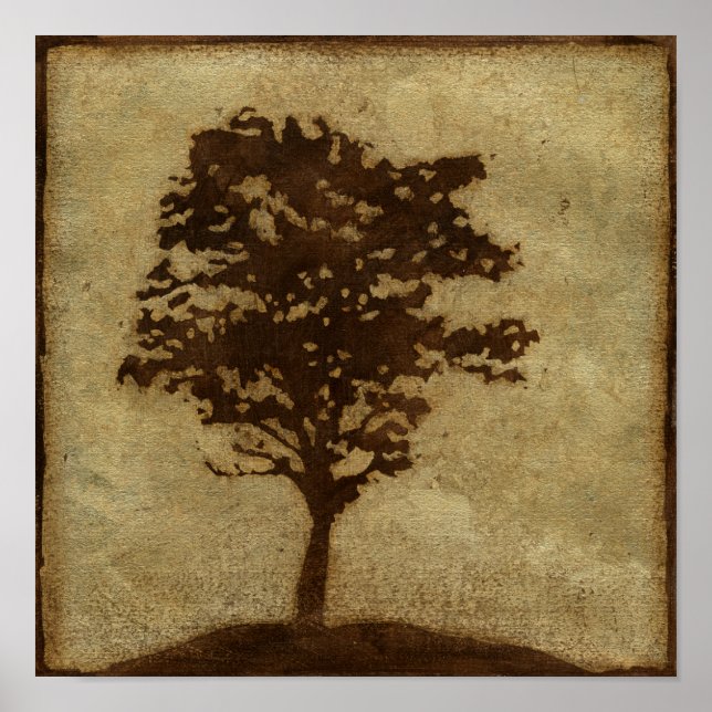 Tree Silhouette on Bronze Background Poster (Front)