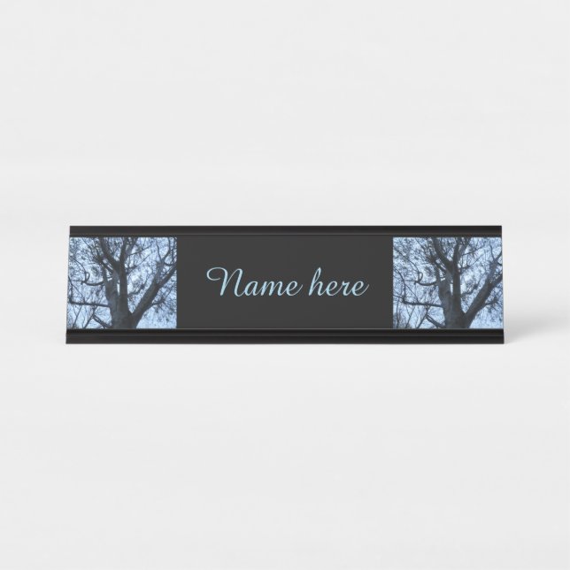 Tree Silhouette Photograph Custom Desk Sign (Front)