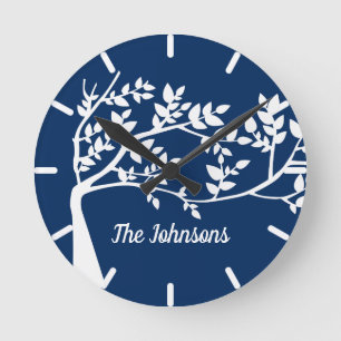 Tree Silhouette Round Clock