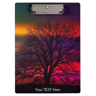 Tree Silhouette Sunset Attractive Clipboard