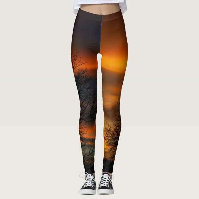 Tree Silhouette Sunset Leggings (Front)