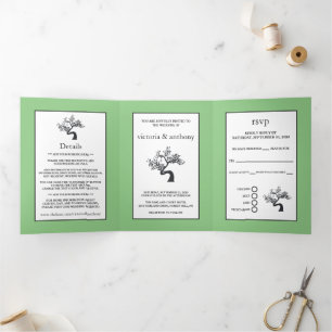 Tree Silhouette Wedding Suite Tri-Fold Invitation
