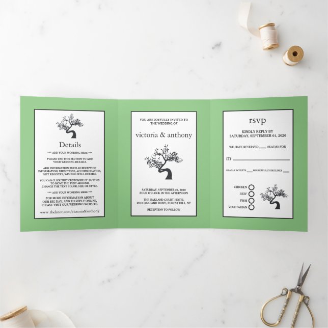 Tree Silhouette Wedding Suite Tri-Fold Invitation (Inside)
