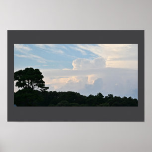 Tree Silhouette with Clouds Poster