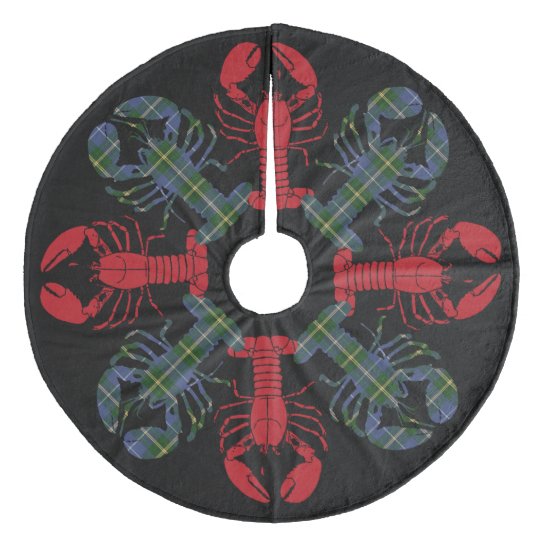 Tree skirt Cute Beach Lobster Nautical Tartan