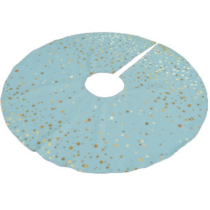 Tree Skirt-Gold Stars Brushed Polyester Tree Skirt