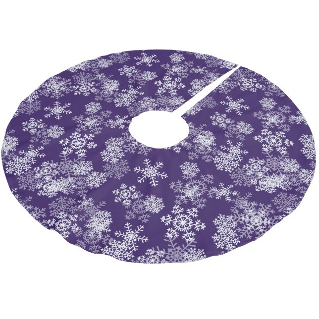 Tree Skirt-Snowflakes-Purple Brushed Polyester Tree Skirt (Angled)