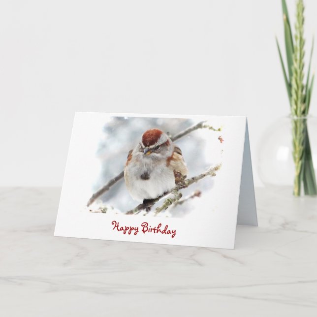 Tree Sparrow Birthday Card (Front)