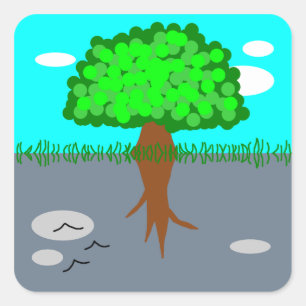 tree square sticker
