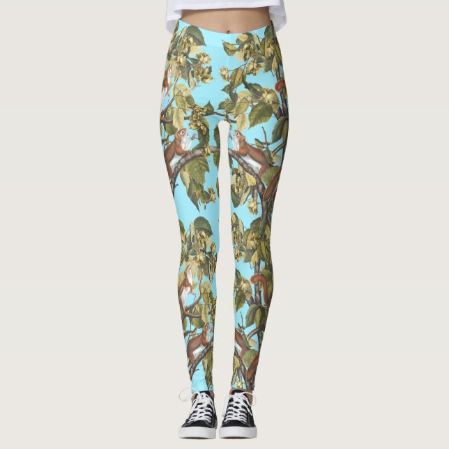 Tree Squirrels Animal Print Squirrel Pattern Print Leggings (Front)