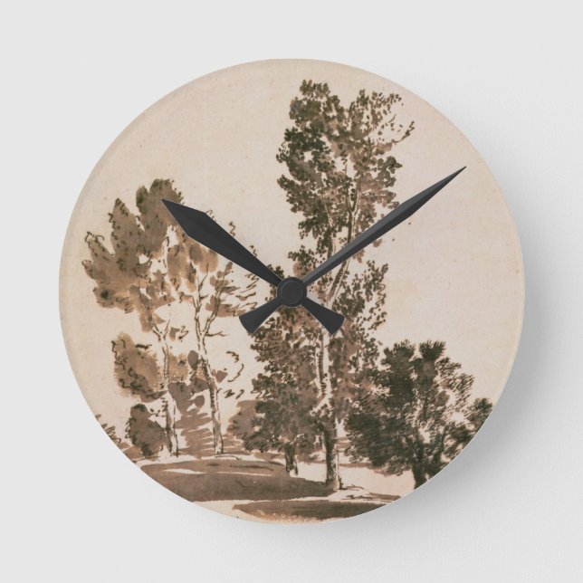 Tree Study (pen & ink on paper) Round Clock (Front)