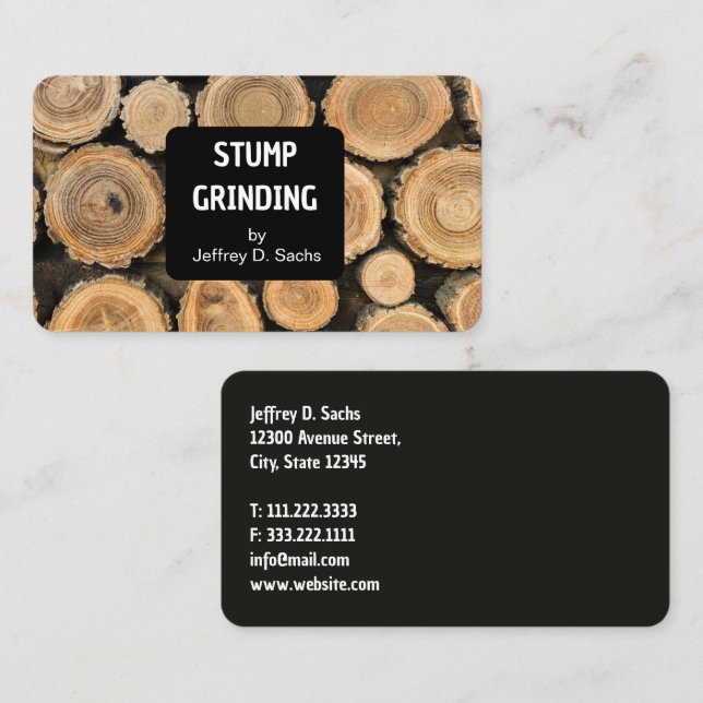Tree Stump Grinding Business Card (Front/Back)