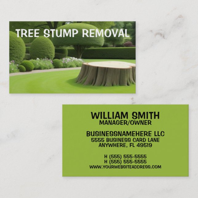 Tree Stump Grinding Business Card (Front/Back)