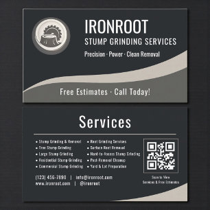 Tree Stump Grinding QR Code Professional Business Card