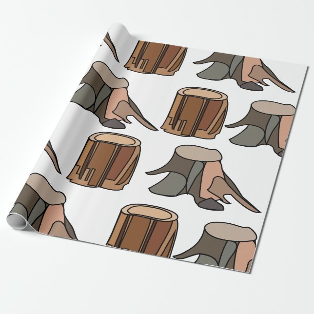 Tree Stump Wrapping Paper (Unrolled)