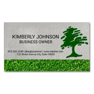 Tree Stylized Logo Lawn Care Magnetic Business Card