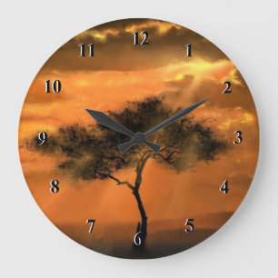 Tree Sunset Clock