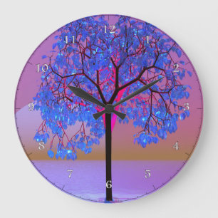 Tree Sunset Large Clock