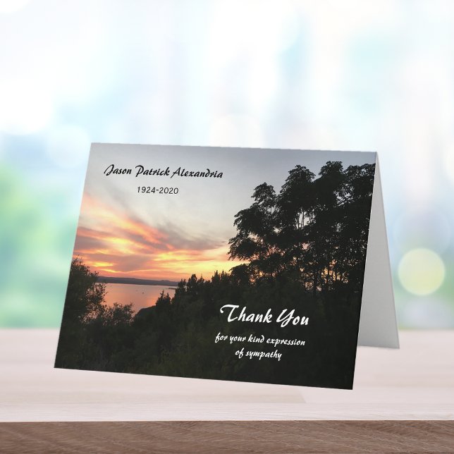 Tree Sunset Sympathy Thank You Note Card (Creator Uploaded)