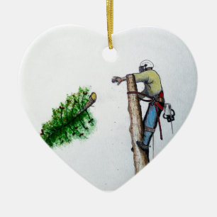 Tree Surgeon Arborist at work present Ceramic Ornament