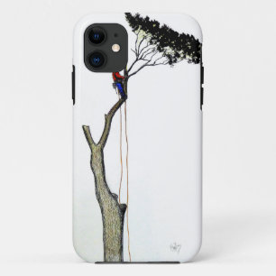 Tree Surgeon Arborist at work present Chainsaw Gif iPhone 11 Case