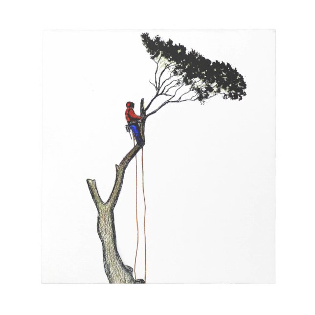 Tree Surgeon Arborist at work present Chainsaw Gif Notepad (Front)