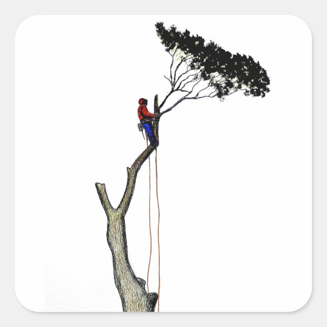 Tree Surgeon Arborist at work present Chainsaw Gif Square Sticker (Front)