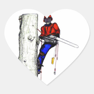 Tree Surgeon Arborist at work present Chainsaw Heart Sticker