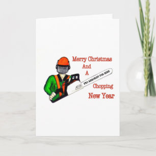 Tree Surgeon Arborist at work present Chainsaw Holiday Card