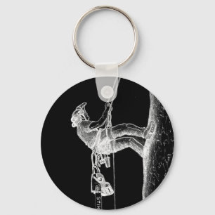 Tree Surgeon Arborist at work present Chainsaw Key Ring