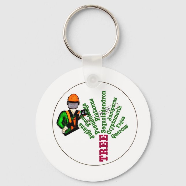 Tree Surgeon Arborist at work present Chainsaw Key Ring (Front)