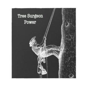 Tree Surgeon Arborist at work present Chainsaw Notepad