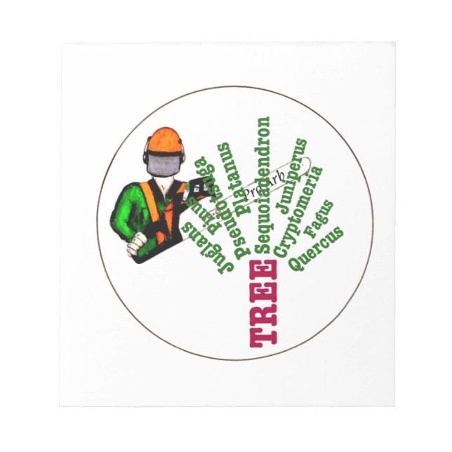 Tree Surgeon Arborist at work present Chainsaw Notepad (Front)