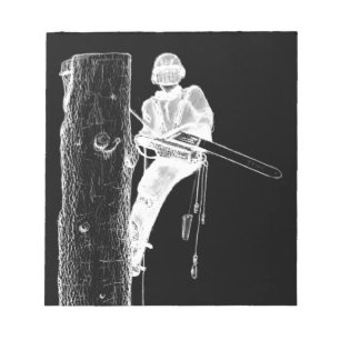 Tree Surgeon Arborist at work present Chainsaw Notepad