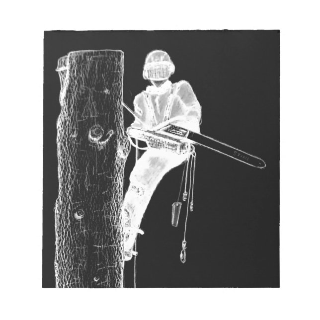 Tree Surgeon Arborist at work present Chainsaw Notepad (Front)