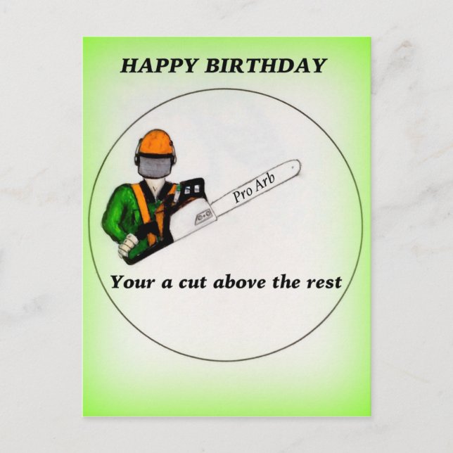 Tree Surgeon Arborist at work present Chainsaw Postcard (Front)