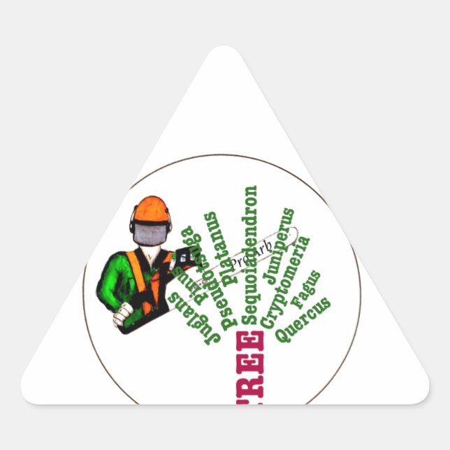 Tree Surgeon Arborist at work present Chainsaw Triangle Sticker (Front)