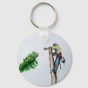 Tree Surgeon Arborist at work present Key Ring