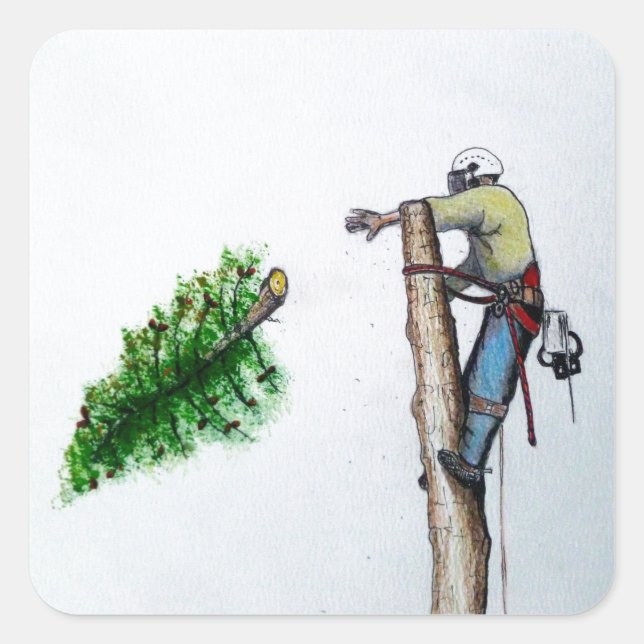 Tree Surgeon Arborist at work present Square Sticker (Front)