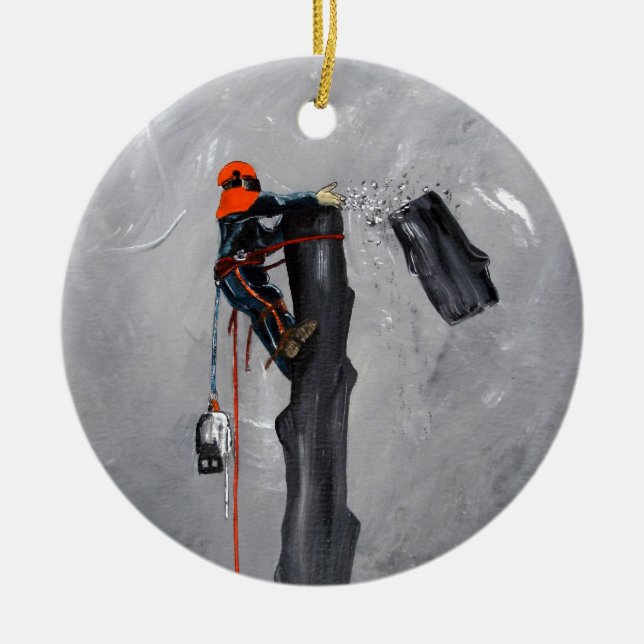 Tree Surgeon Arborist Ceramic Ornament (Front)