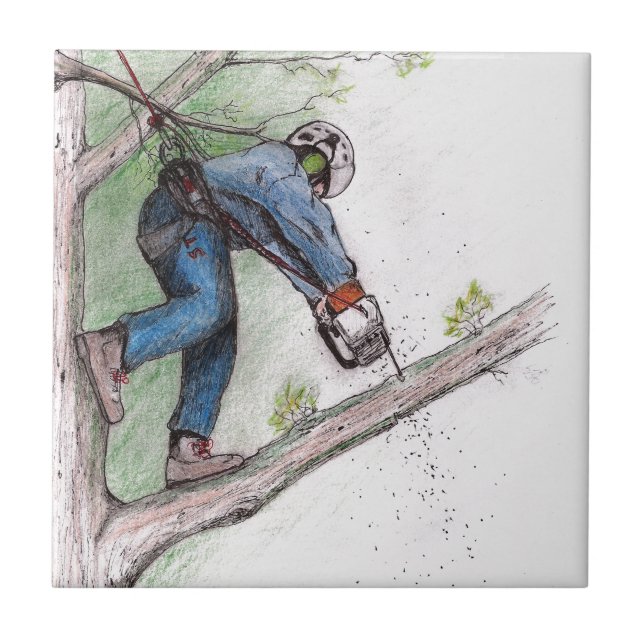 Tree Surgeon Arborist Ceramic Tile (Front)