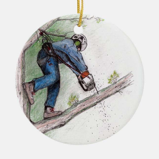 Tree Surgeon Arborist Ceramic Tree Decoration (Front)