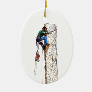 Tree Surgeon Arborist Chainsaw Ceramic Ornament