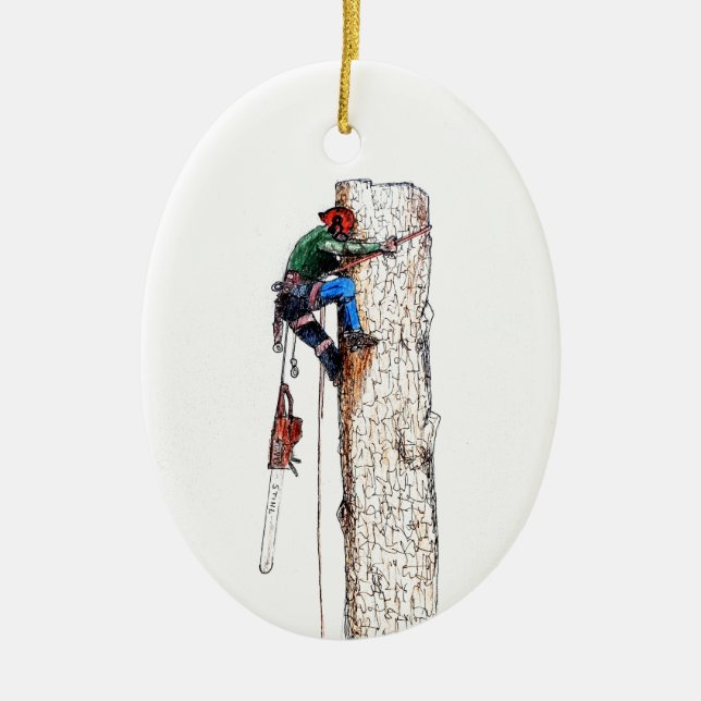 Tree Surgeon Arborist Chainsaw Ceramic Ornament (Front)