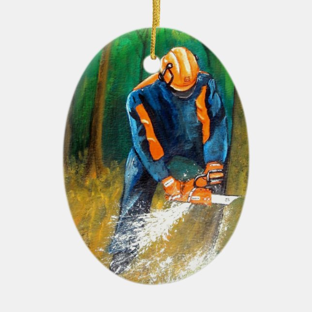 Tree Surgeon Arborist christmas present Birthday Ceramic Ornament (Front)